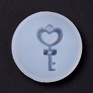 Heart Key DIY Food Grade Silicone Molds, Resin Casting Molds, For UV Resin, Epoxy Resin Jewelry Making, White, 59x8.5mm, Inner Diameter: 41x24mm(DIY-C035-10)