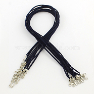 2mm Faux Suede Cord Necklace Making with Iron Chains & Lobster Claw Clasps, Prussian Blue, 44x0.2cm(NCOR-R029-04)
