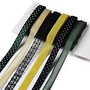 18 Yards 6 Styles Polyester Ribbon, for DIY Handmade Craft, Hair Bowknots and Gift Decoration, Green Color Palette, Dark Green, 3/8~1/2 inch(10~12mm), about 3 yards/style(SRIB-C001-G03)