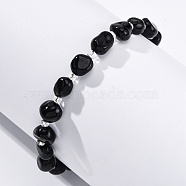 Natural Obsidian Beaded Bracelets for Women, Nuggets, with 201 Stainless Steel Findings, 7-1/2 inch(19.2cm)(G-P563-07P-14)