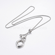 Adjustable 304 Stainless Steel Lariat Necklaces, Slider Necklaces, Stainless Steel Color, 25.5 inch(65cm)(NJEW-L453-70P)