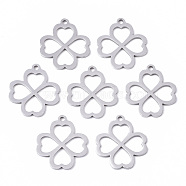 201 Stainless Steel Pendants, Laser Cut, Clover, Stainless Steel Color, 18x16x1mm, Hole: 1.4mm(STAS-N091-113)