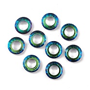 Electroplate Glass Linking Rings, Crystal Cosmic Ring, Prism Ring, Faceted, Back Plated, Round Ring, Green, 20x5~5.5mm, Inner Diameter: 11mm(GLAA-A008-04B-01)