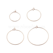 24Pcs 4 Size 316L Surgical Stainless Steel Hoop Earring Findings, Wine Glass Charms Findings, Rose Gold, 20~21 Gauge, 16~30x0.7~0.8mm, 24pcs/box(X1-STAS-ZZ0001-03RG)