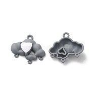 Alloy Chandelier Component Links, Spray Painted, Lead Free & Cadmium Free, Cloud with Heart, Gray, 19x21x4.5mm, Hole: 1.8mm(PALLOY-K001-065-06)