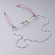 Synthetic Turquoise Eyeglasses Chains, Neck Strap for Eyeglasses, with Glass Beads, Glass Pearl Beads and Iron Findings, 735~755mm, Beads: 4~4.5mm, Hole: 3x4~6mm(AJEW-EH00001-03)