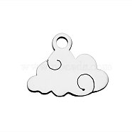 304 Stainless Steel Charms, Cloud, Stainless Steel Color, 9x12x1mm, Hole: 1.5mm(STAS-Q201-T481)