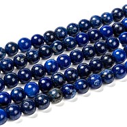 Natural Lapis Lazuli Beads Strands, Dyed, Round, Blue, 8mm, Hole: 1mm, about 22~24pcs/strand, 7.6 inch(G-G087-8mm)