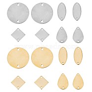 32Pcs 8 Styles Stainless Steel connector Charms, Geometric Links, Teardrop & Flat Round & Oval & Rhombus, Golden & Silver, 12.5~20x8~20x0.5~1mm, Hole: 1.2~1.8mm, 4pcs/style(STAS-SC0005-03)