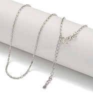 Brass Textured Column Link Chain Necklaces for Women, Real Platinum Plated, 17.72 inch(45cm)(NJEW-U011-03P)