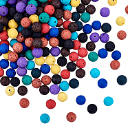 Olycraft Synthetic Lava Rock Beads Strands, Dyed, Round, Mixed Color, 10mm, Hole: 1mm, about 39pcs/strand, 14.96 inch(38cm), 390pcs/set(G-OC0001-41)