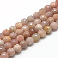 Natural Sunstone Beads Strands, Faceted(128 Facets), Round, 10~11mm, Hole: 1mm, about 36~40pcs/strand, 15.7 inch(G-R447-10mm-02)