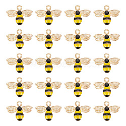 40Pcs Alloy Enamel Pendants, Cadmium Free & Nickel Free & Lead Free, Golden, Bee Charm, Gold, 17.5x22.5x4mm, Hole: 2mm(ENAM-HY0003-10)