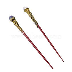 2Pcs 2 Style Magic Wand Wooden Home Decorations, with Natural Gemstone Beads, for Costume Props Cosplay Accessories, 235~237x20~22.5x15~20mm, 1pc/style(DJEW-DC0001-02)