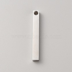 Stainless Steel Pendants, Rectangle Charm, Stainless Steel Color, 39.5x5x5mm, Hole: 3mm(STAS-WH0043-18P)