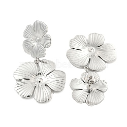 304 Stainless Steel Earring Findings, Flower, Platinum, 50.5x28mm(EJEW-O002-03P)
