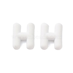 Rack Plating Spray Painted Alloy Pendants, Rubberized Style, White, Letter H, 18x14x6mm, Hole: 1.5mm(FIND-C062-08H)