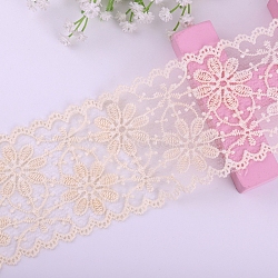 Polyester Lace Trim Ribbons, Garment Accessories, Flower, 3 inch(75mm), about 15Yard/roll(PW-WG34220-06-1)