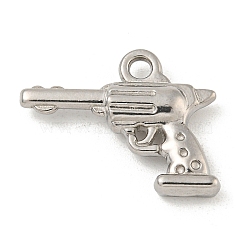 Non-Tarnish 304 Stainless Steel Pendants, Pistol Charm, Stainless Steel Color, 15.5x20x4mm, Hole: 2mm(STAS-N103-147P)