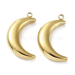 Ion Plating(IP) 304 Stainless Steel Pendants, Moon Charm, Real 18K Gold Plated, 20x12x4.5mm, Hole: 1.5mm(STAS-Q254-42G)