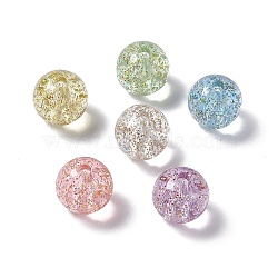 Transparent Acrylic Beads, with Glitter Powder, Round, Mixed Color, 15x14mm, Hole: 3.5mm(OACR-C009-10)