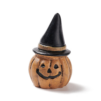 Halloween Theme Mini Resin Home Display Decorations, Pumpkin Jack-O'-Lanterns with Witch Hat, Sandy Brown, 28x47mm