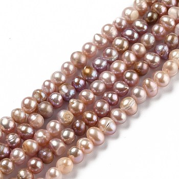 Natural Cultured Freshwater Pearl Beads Strands, Potato, Saddle Brown, 6~6.5x5~7mm, Hole: 0.6mm, about 61pcs/strand, 13.58 inch(34.5cm)