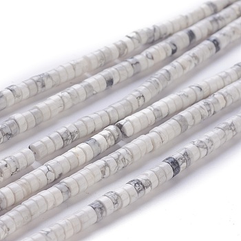 Natural Howlite Beads Strands, Flat Round/Disc, 3.8~4.2x2~4.5mm, Hole: 0.8~1mm, about 152~180pcs/strand, 15.1~15.5 inch(38.5~39.5cm)