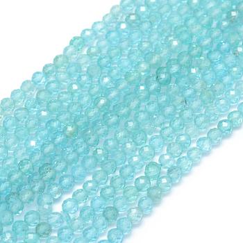 Natural Apatite Beads Strands, Grade AA, Faceted, Round, 3mm, Hole: 0.5mm, about 113pcs/strand, 15.35 inch(39cm)