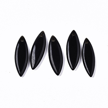 Natural Black Obsidian Pendants, Horse Eye, 23~24x7.5x3.5mm, Hole: 1.5mm