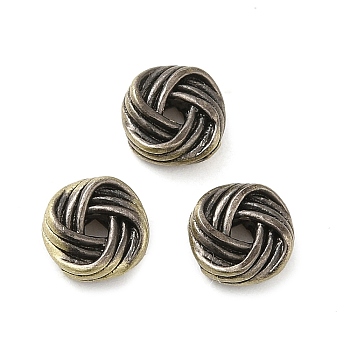 Tibetan Style Rack Plating Brass Bead, Long-Lasting Plated, Knot, Brushed Antique Bronze, 8x3.5mm, Hole: 1.7mm
