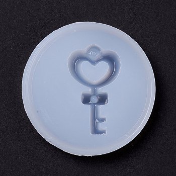 Heart Key DIY Food Grade Silicone Molds, Resin Casting Molds, For UV Resin, Epoxy Resin Jewelry Making, White, 59x8.5mm, Inner Diameter: 41x24mm