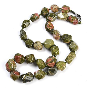 Natural Unakite Nuggets Beaded Necklaces for Women Men, 20.08~21.26 inch(51~54cm)