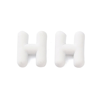 Rack Plating Spray Painted Alloy Pendants, Rubberized Style, White, Letter H, 18x14x6mm, Hole: 1.5mm