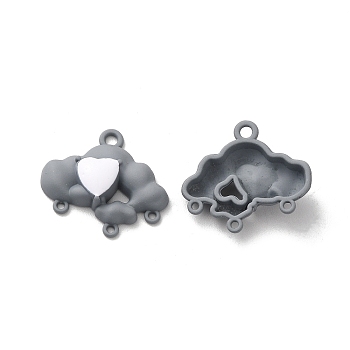 Alloy Chandelier Component Links, Spray Painted, Lead Free & Cadmium Free, Cloud with Heart, Gray, 19x21x4.5mm, Hole: 1.8mm