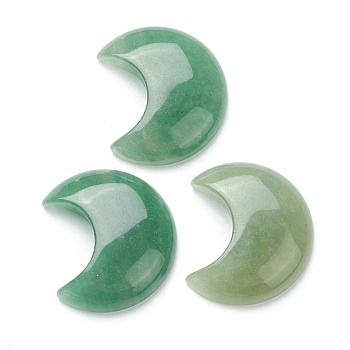 Natural Green Aventurine Cabochons, No Hole/Undrilled, for Wire Wrapped Pendant Making, Moon, 34~35x29~30x7.5~9mm