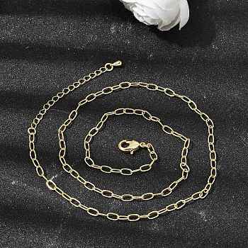 3MM Brass Cable Chain Necklaces for Women, Long-Lasting Plated, Rack Plating, Lead Free & Cadmium Free, Real 18K Gold Plated, 18.46 inch(46.9cm)