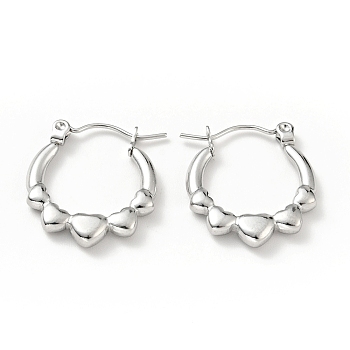 304 Stainless Steel Heart Wrap Hoop Earrings for Women, Stainless Steel Color, 20x18x3mm, Pin: 0.8mm
