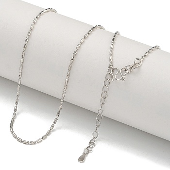 Brass Textured Column Link Chain Necklaces for Women, Real Platinum Plated, 17.72 inch(45cm)