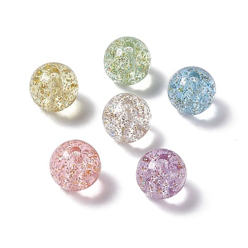 Transparent Acrylic Beads, with Glitter Powder, Round, Mixed Color, 15x14mm, Hole: 3.5mm