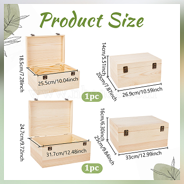2Pcs 2 Sizes Wooden Packaging Boxes with Hinged Lid(CON-WH0086-247)-2