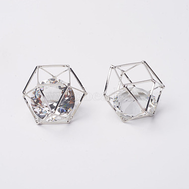 Platinum Clear Polygon Brass+Glass Beads