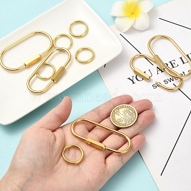 6Pcs 2 Styles Brass Locking Carabiner(KK-YW0004-75)-5