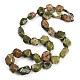 Natural Unakite Nuggets Beaded Necklaces for Women Men(NJEW-K388-01U)-1