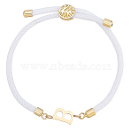 1pc Adjustable Nylon Cord Slider Bracelets for Women, with Golden Brass Accessories & 304 Stainless Steel Letter Jewelry, Lead Free & Nickel Free & Cadmium Free, Letter B, Inner Diameter: 2-3/4 inch(7cm), Letter: 2.5~9.5x13.5~19.5x3~4mm(BJEW-LP0001-33B-G)