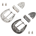 2 Sets 2 Colors Belt Zinc Alloy Buckle Sets, include Roller Buckle, Rectangle Slide Charm, Triangle Zipper Stopper and Screw, Gunmetal & Platinum, 77x75x11.5mm(FIND-CY0001-30)