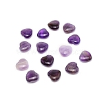 Natutal Amethyst Beads, No Hole/Undrilled, for Wire Wrapped Pendant Making, Heart, 16~16.5x15~15.5x6~6.5mm(G-WH0008-22)