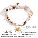 304 Stainless Steel Pendant Printed Scarf Necklaces, Golden, Sun, 25.59 inch(65cm), pendant: 39.69mm(FS-WGD2FA8-02)