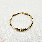 304 Stainless Steel Round Beaded Stretch Bracelets for Women Men, Ion Plating(IP), Real 18K Gold Plated(KU2841-3)