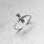 Dragonfly Brass Cuff Toe Rings for Women, Antique Silver, Inner Diameter: Adjustable(FS-WG18ABF-01)